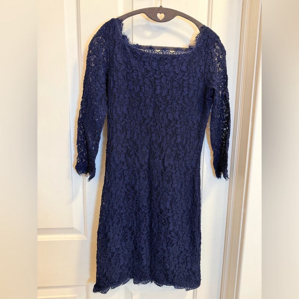 Diane von Furstenberg Navy Lace Dress Size 8